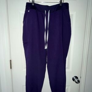 Figs Women's High Waisted Zamora Jogger Scrub Pants in Purple Jam